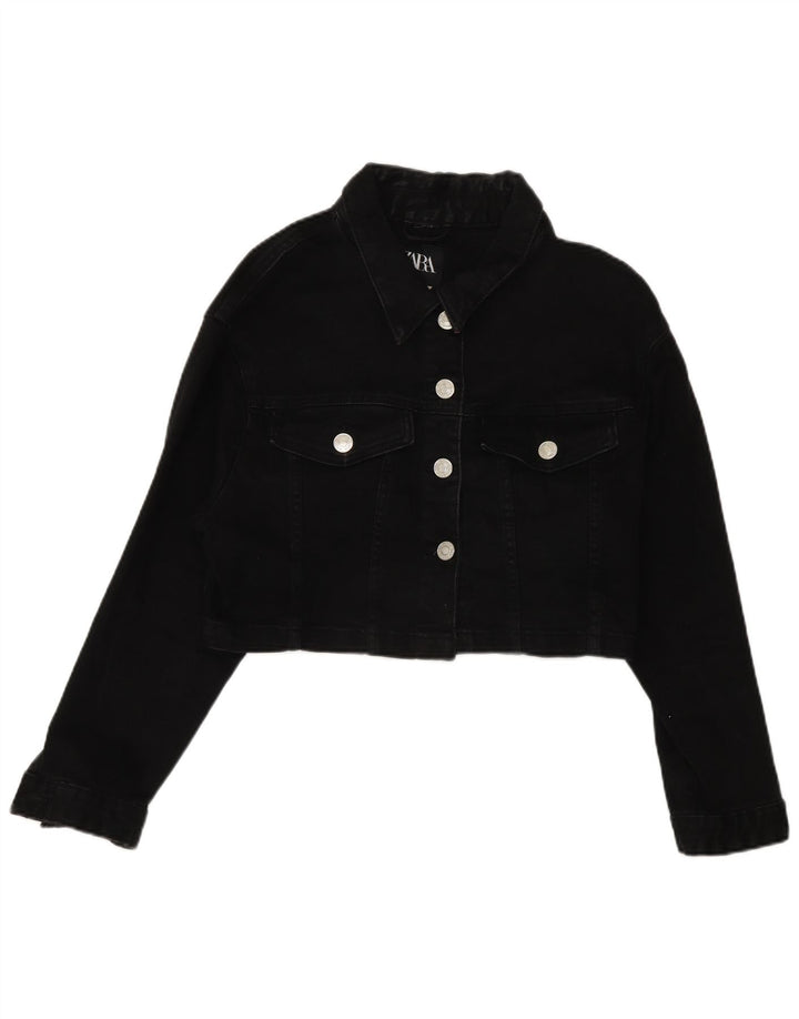 Zara Veste en jean surdimensionnée pour femme UK 14 Noir moyen