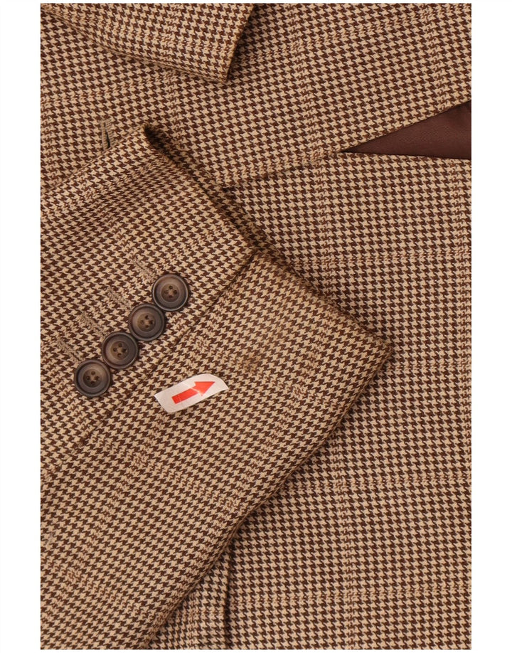 Aquascutum Veste blazer à 2 boutons pour homme UK 42 XL en laine pied-de-poule marron