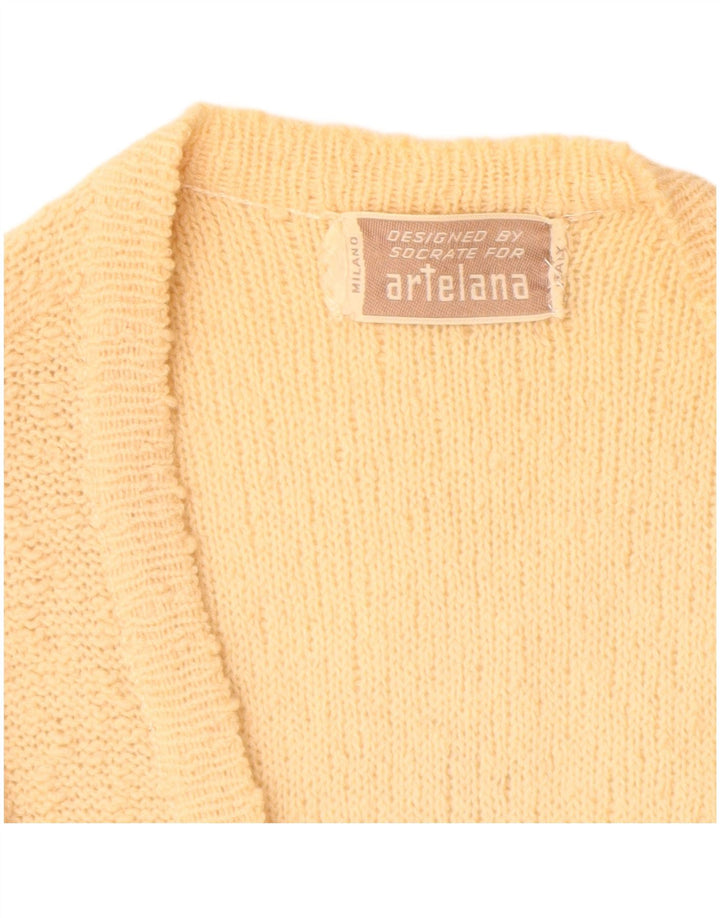 ARTELANA Cardigan sans manches pour femme UK 10 Petit Jaune