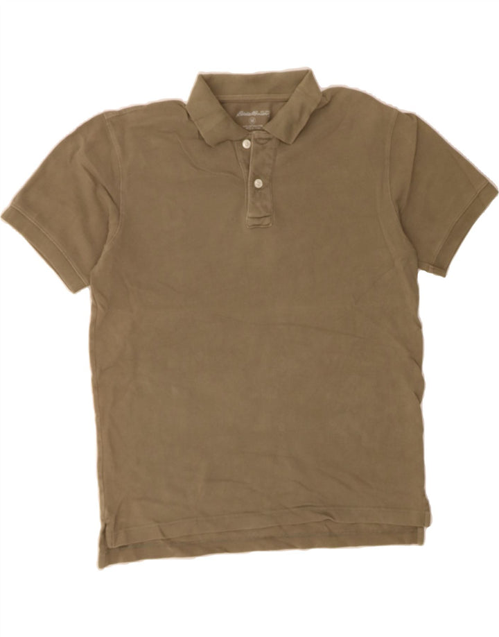 EDDIE BAUER Mens Polo Shirt Medium Khaki Cotton Vintage Eddie Bauer and Second-Hand Eddie Bauer from Messina Hembry 