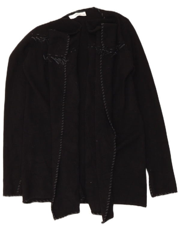 Zara Womens Asymétrique Ouvert Cardigan Pull UK 10 Petit Noir Polyester