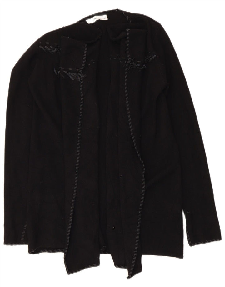 Zara Womens Asymétrique Ouvert Cardigan Pull UK 10 Petit Noir Polyester