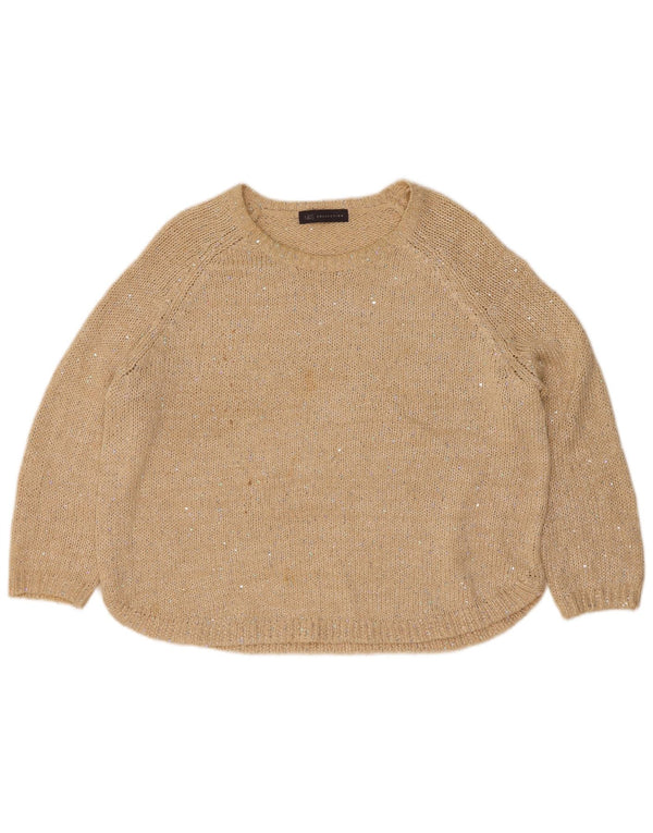 Marks & Spencer Pull col bateau pour femme UK 14 Large Beige Moucheté