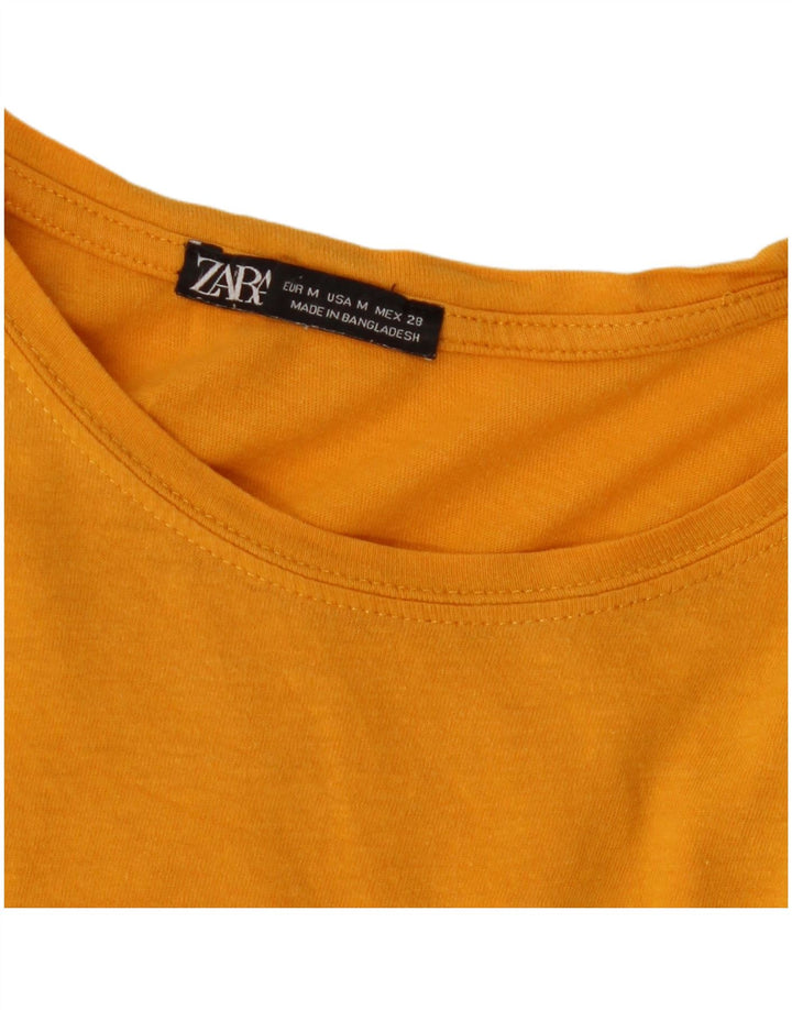 Zara T-shirt pour femme UK 14 Jaune moyen