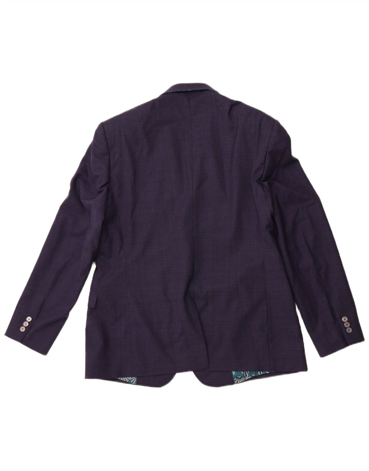 TED BAKER Veste blazer à 2 boutons pour homme UK 44 2XL Bleu marine à carreaux en laine
