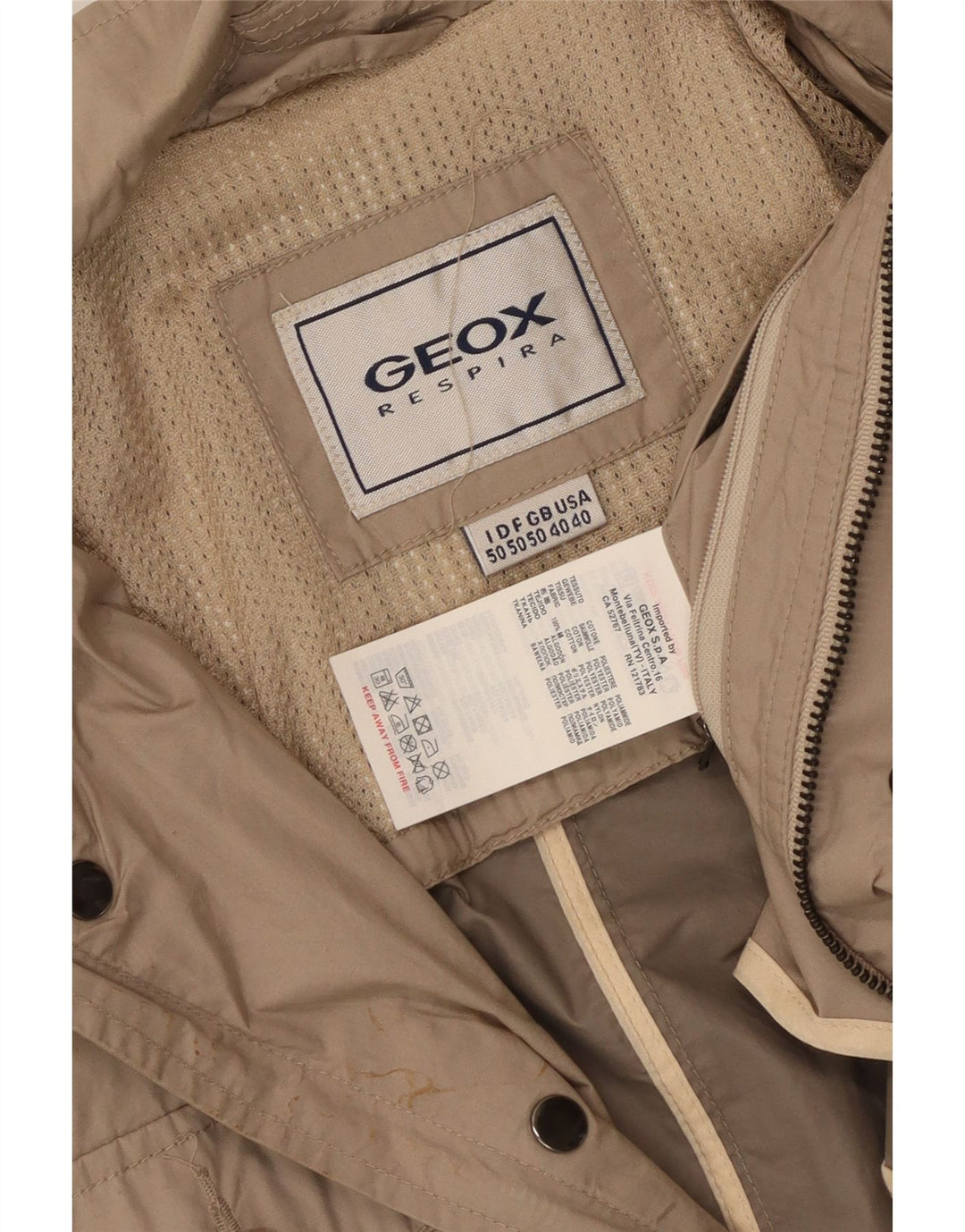 Geox Veste utilitaire Respira pour homme UK 40 Large Beige Coton