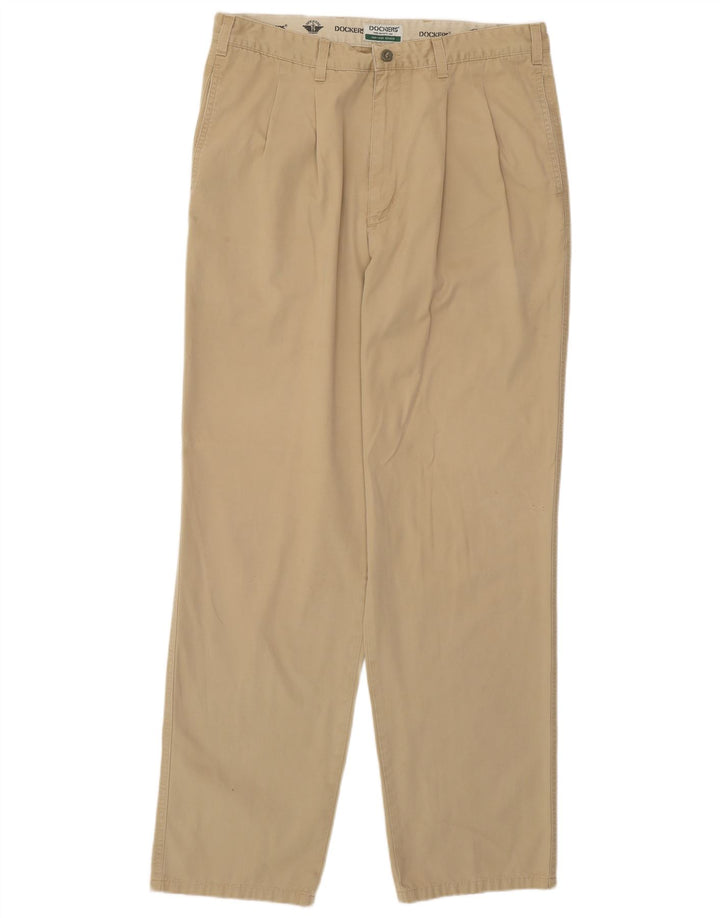 DOCKERS Mens Khakis Pegged Chino Trousers W36 L34 Beige