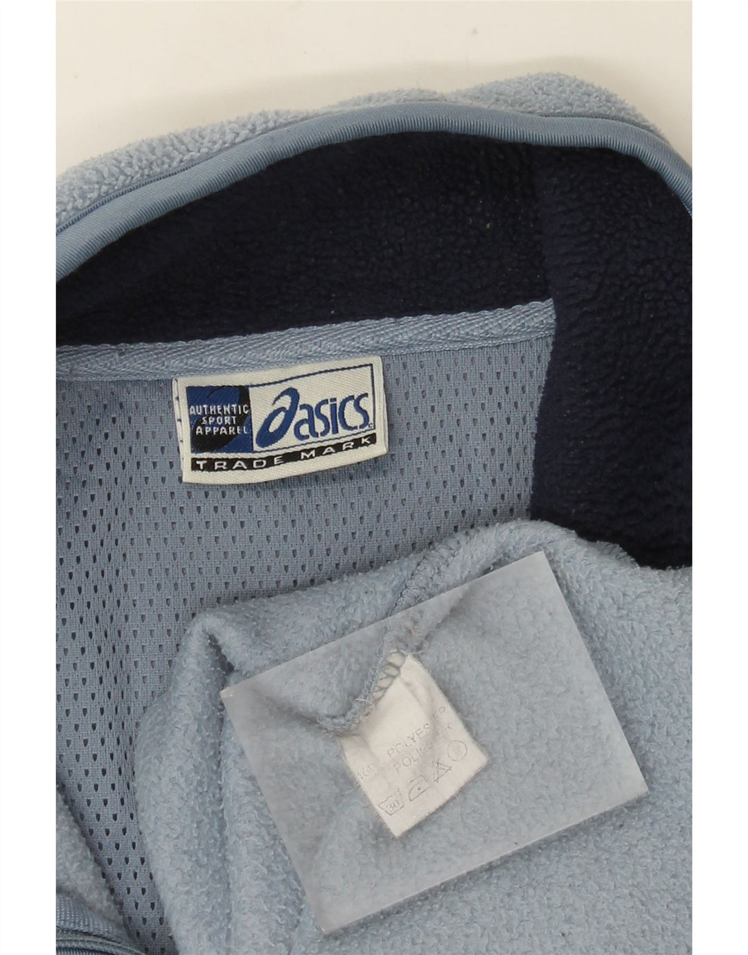 ASICS Pull polaire à col zippé pour homme Large Bleu Polyester