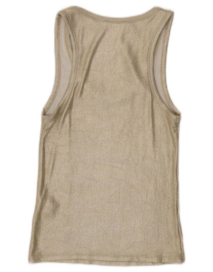 Zara Femme Débardeur UK 12 Medium Or Viscose