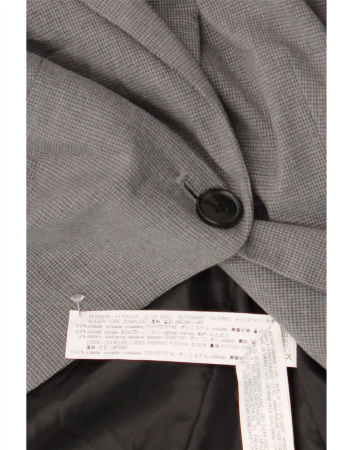 Zara Veste Blazer 1 Bouton Femme EU 42 Grand Gris Pied-de-Poule Polyester