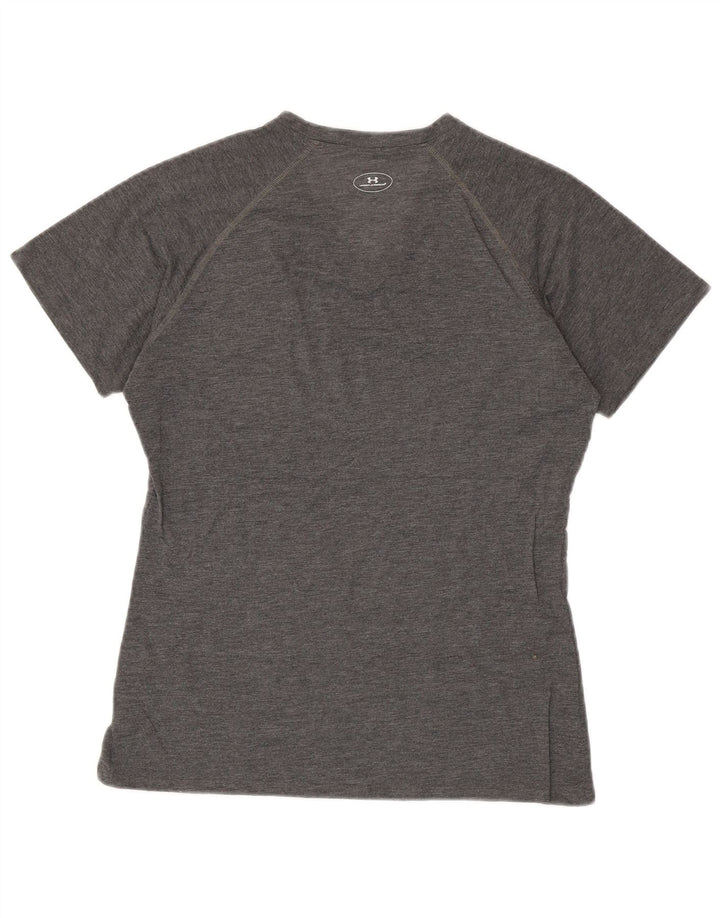 UNDER ARMOUR T-Shirt Femme UK 12 Gris Moyen Polyester