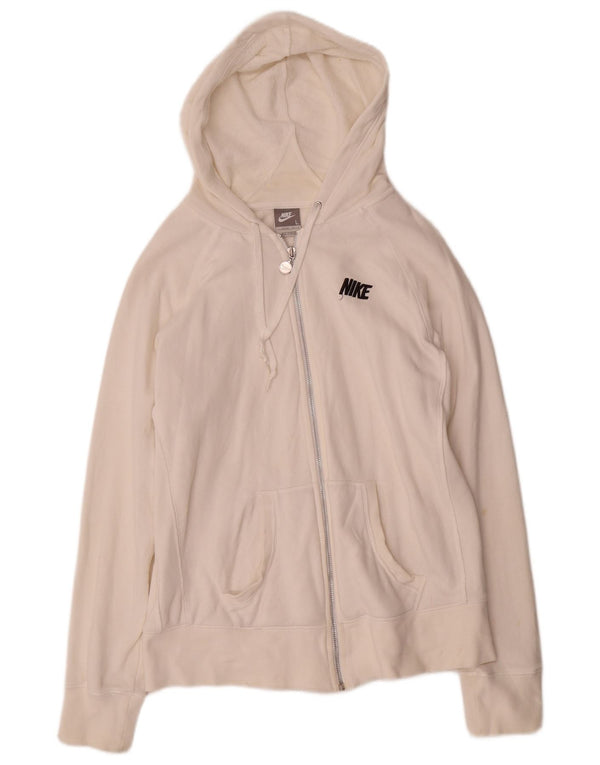 Nike Pull à capuche zippé pour femme US 12/14 Grand coton blanc