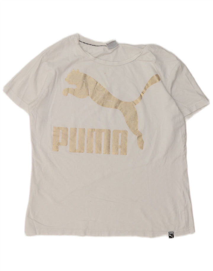 PUMA T-shirt graphique pour femme UK 12 Blanc moyen