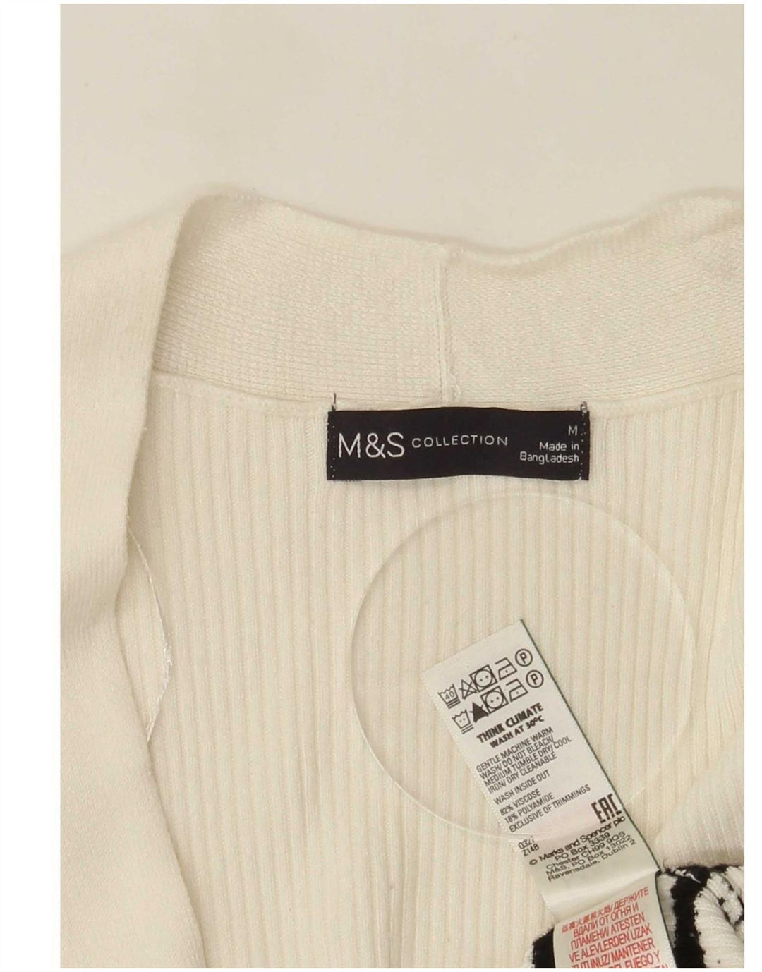 Marks & Spencer Pull cardigan long pour femme UK 14 Medium Off White