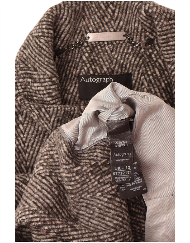 Marks & Spencer Manteau autographe pour femme UK 12 Gris moyen à chevrons