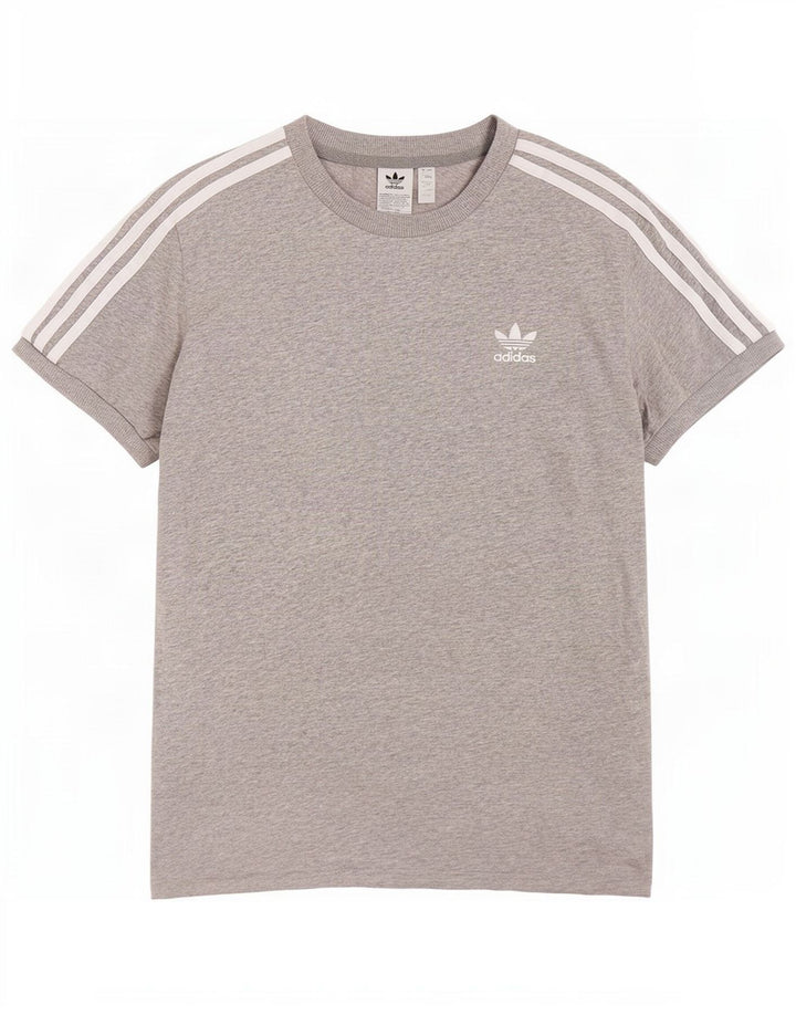 Adidas T-Shirt Femme Top UK 12 Gris Moyen Coton