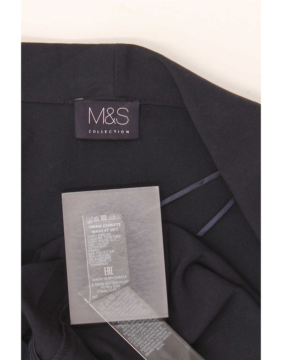 Marks & Spencer Veste blazer ouverte pour femme UK 12 Bleu marine moyen Polyester