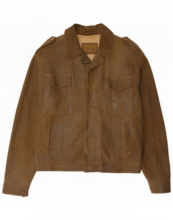 Veste en cuir militaire femme vintage IT 50 XL Marron