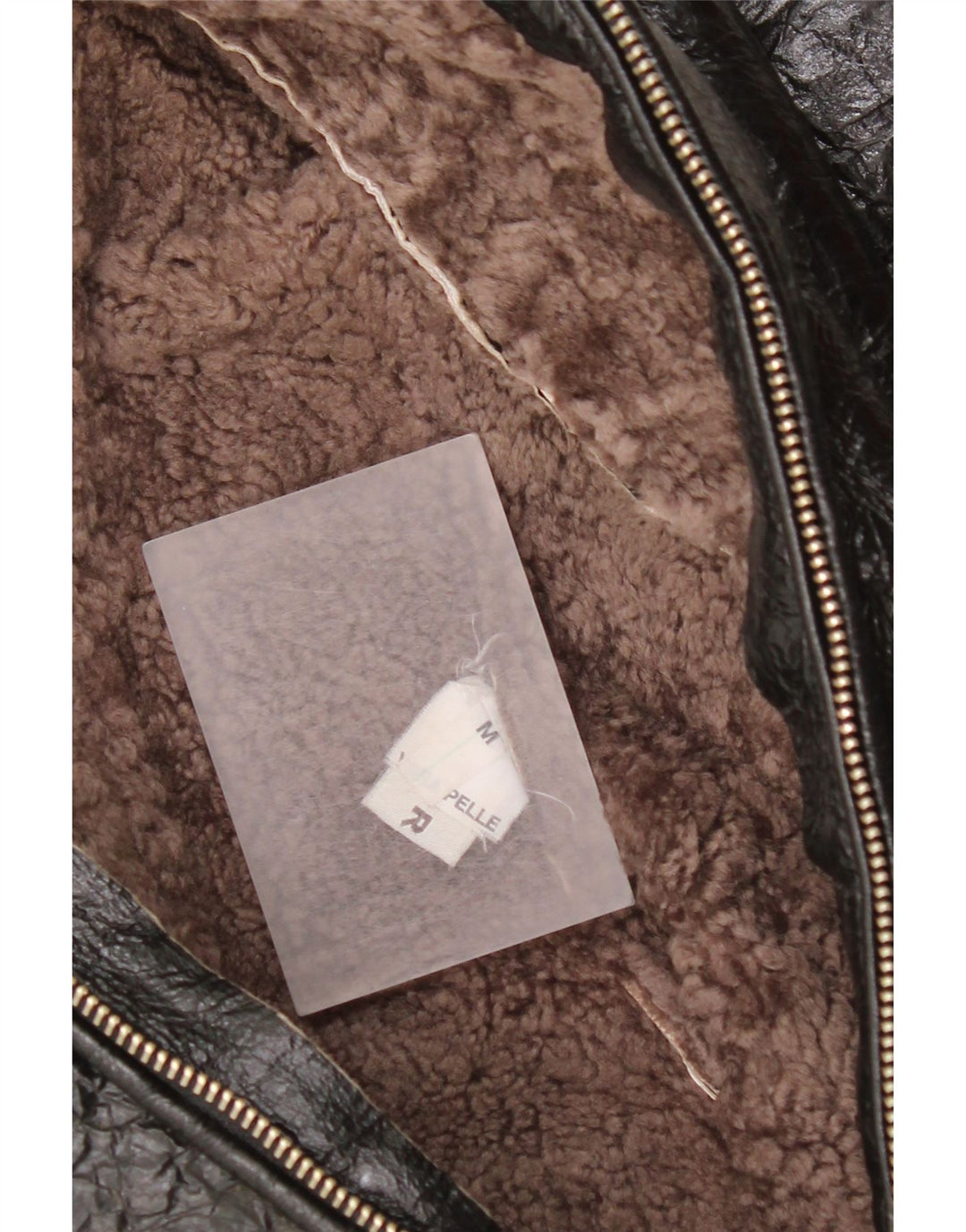 Veste Shearling Femme Vintage UK 14 Cuir Noir Moyen