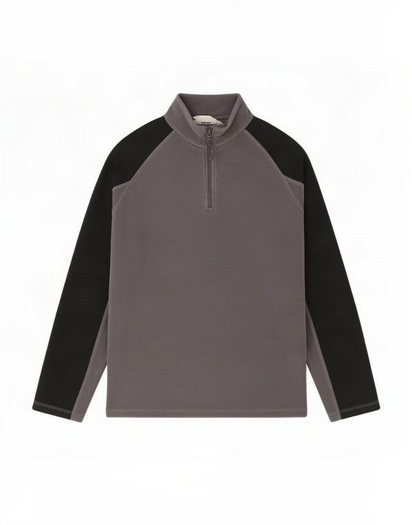 Mountain Warehouse Pull Polaire à Col Zippé Homme Gris Moyen Colorblock