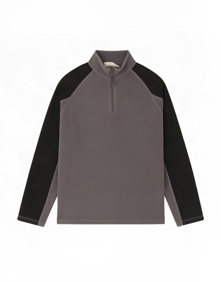Mountain Warehouse Pull Polaire à Col Zippé Homme Gris Moyen Colorblock