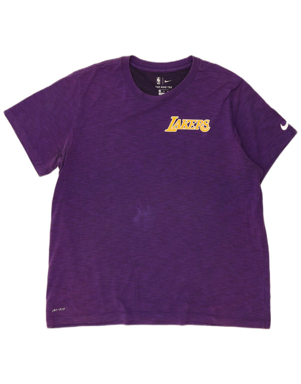 Nike Hommes Lakers T-Shirt Top 2XL Violet Moucheté Coton