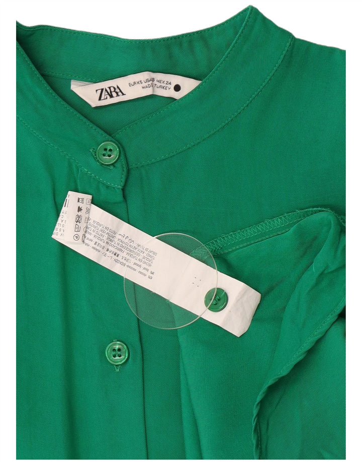 Zara Femme Chemise Oversize UK 6 XS Vert Viscose