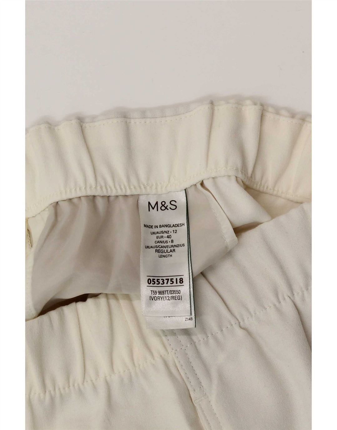 Marks & Spencer Short décontracté pour femme UK 12 Medium W30 Polyester blanc cassé