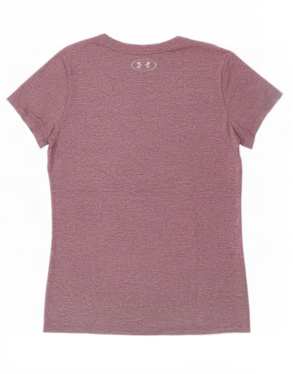 Under Armour Womens Heat Gear Loose Fit T-Shirt Top UK 6 XS Purple Flecked