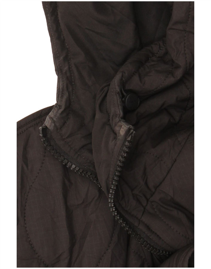 Zara Veste matelassée surdimensionnée à capuche pour femme UK 10 Petit Noir Polyester