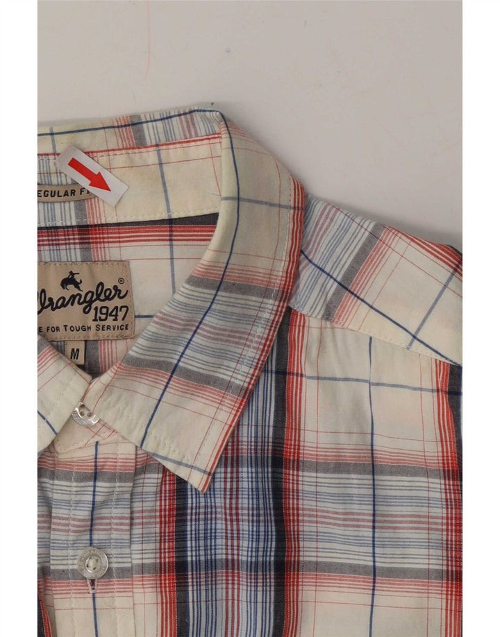 Wrangler Chemise à manches courtes pour homme Coupe régulière en coton à carreaux blanc cassé