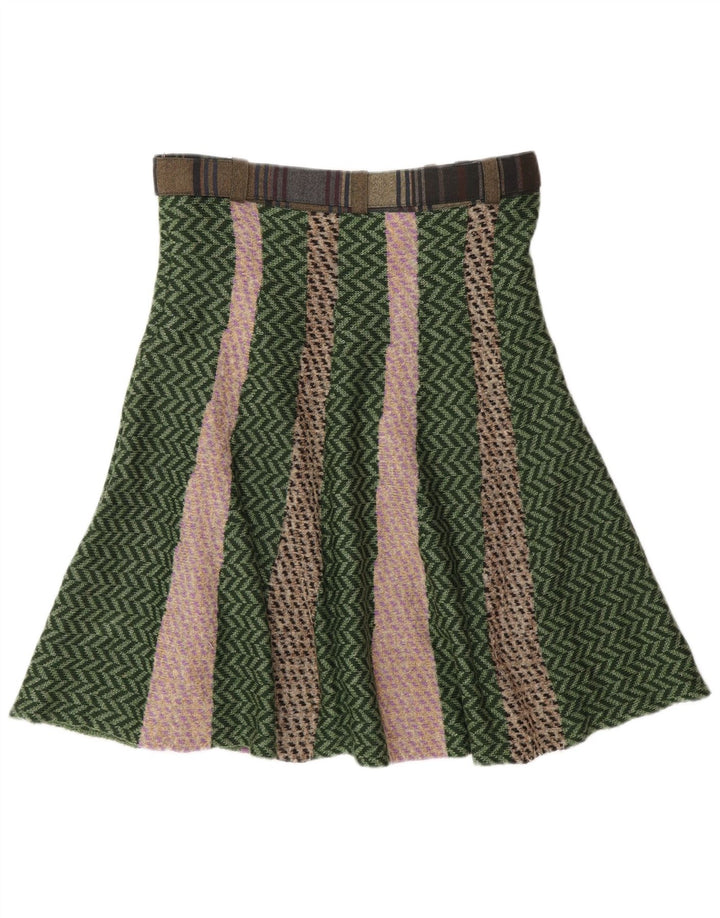 ETRO Jupe trapèze en tricot pour femme IT 44 Medium W30 en acétate à chevrons vert