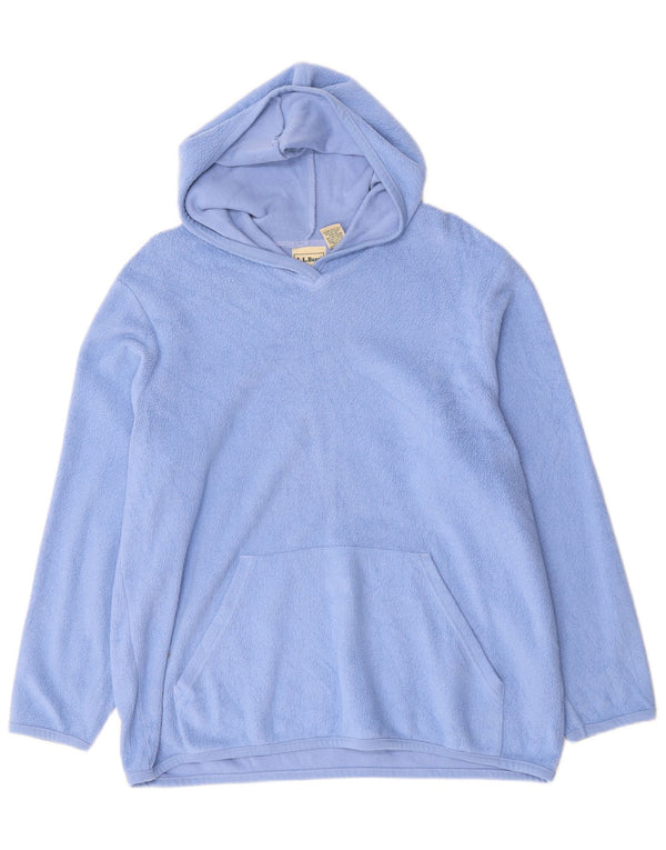 L.L.Bean Pull polaire surdimensionné à capuche pour femme UK 14 Bleu moyen Coton