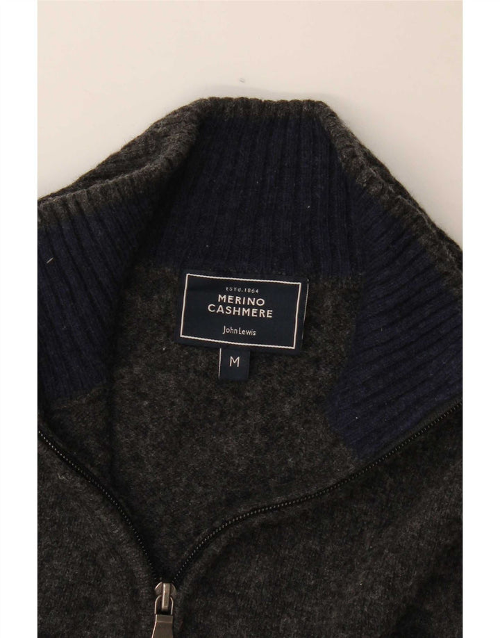 John Lewis Pull à col zippé pour homme en laine mérinos gris moyen