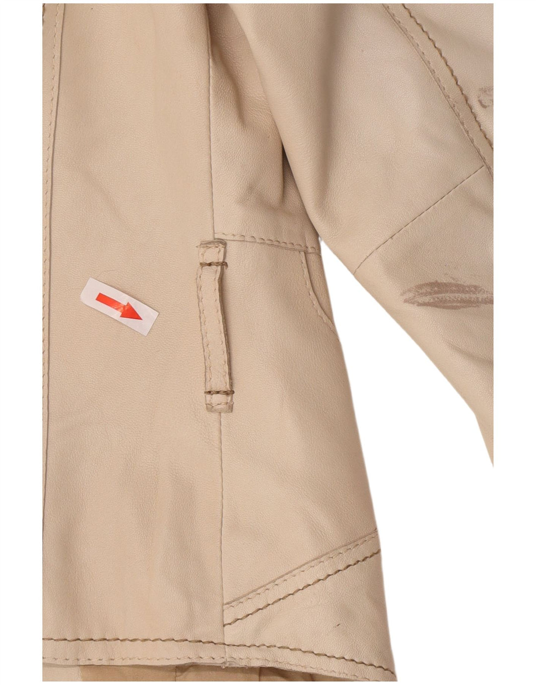 veste blazer en cuir crop femme vintage UK 8 Petit Beige