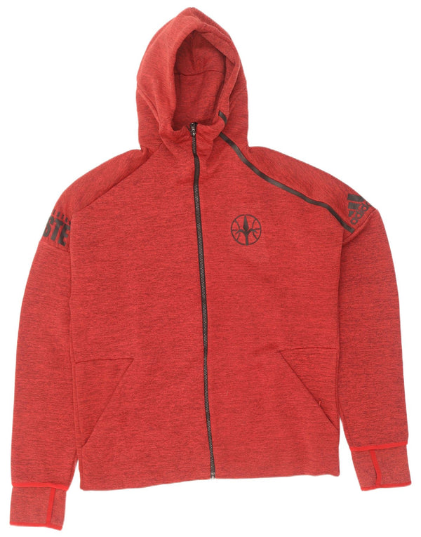 Adidas Pull à capuche zippé graphique pour homme Grand polyester moucheté rouge