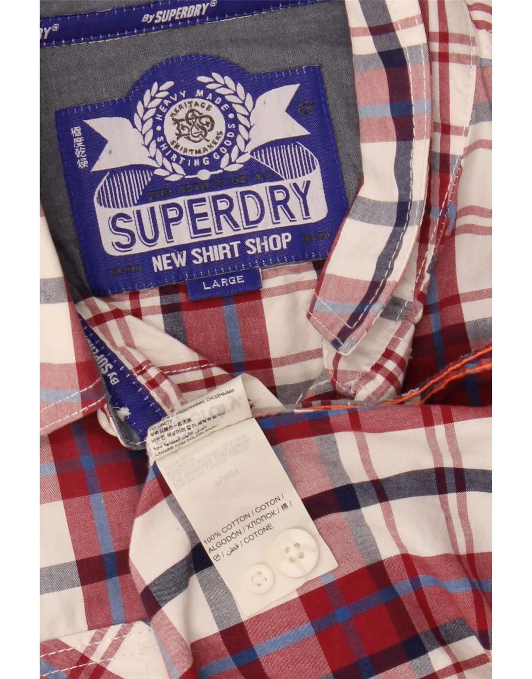 Superdry Chemise Homme Grand Carreau Rouge Coton
