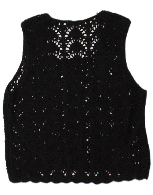 Topshop Débardeur transparent en crochet pour femme UK 16 Large Noir