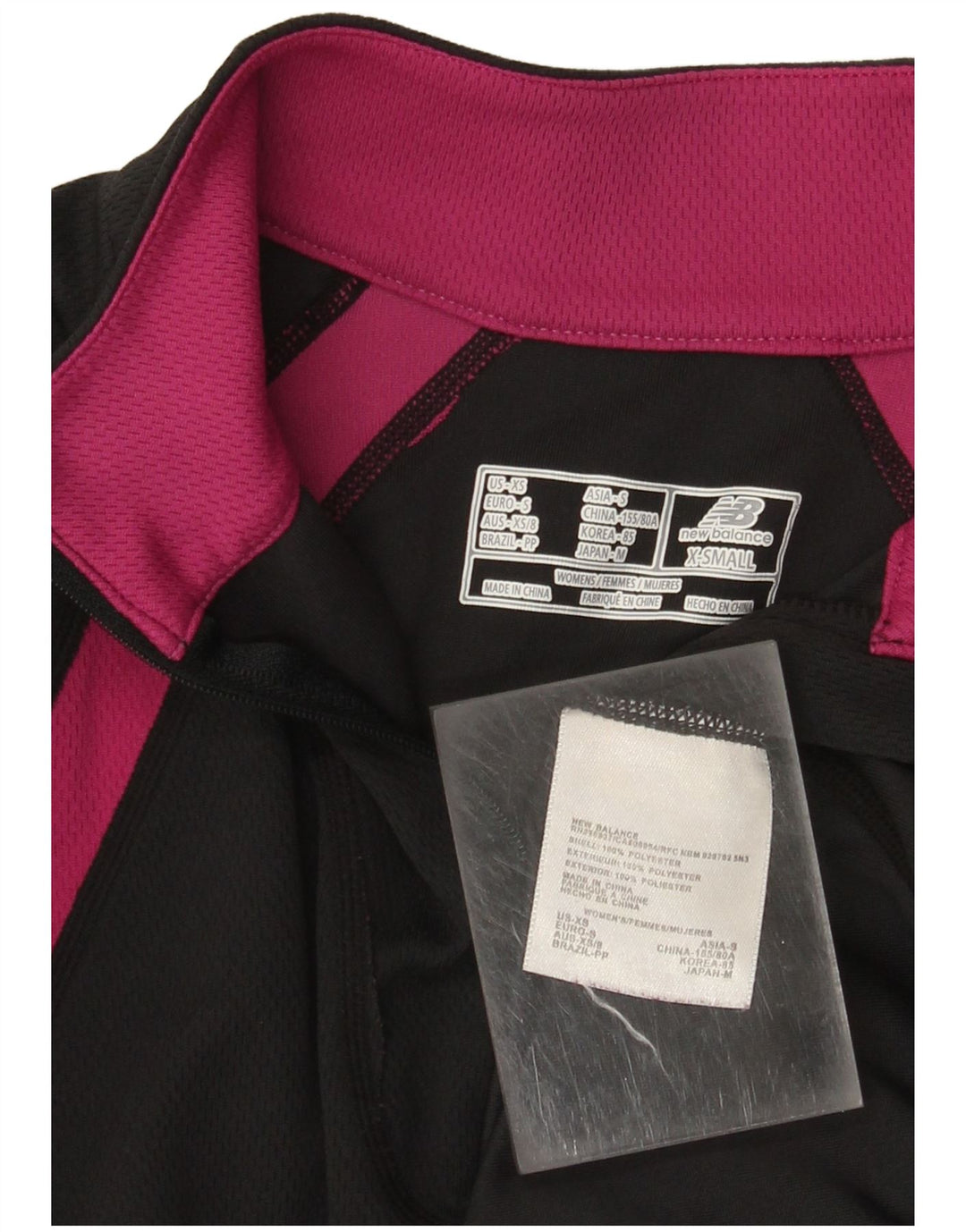 NEW BALANCE Haut de survêtement pull pour femme UK 6 XS Noir Colourblock