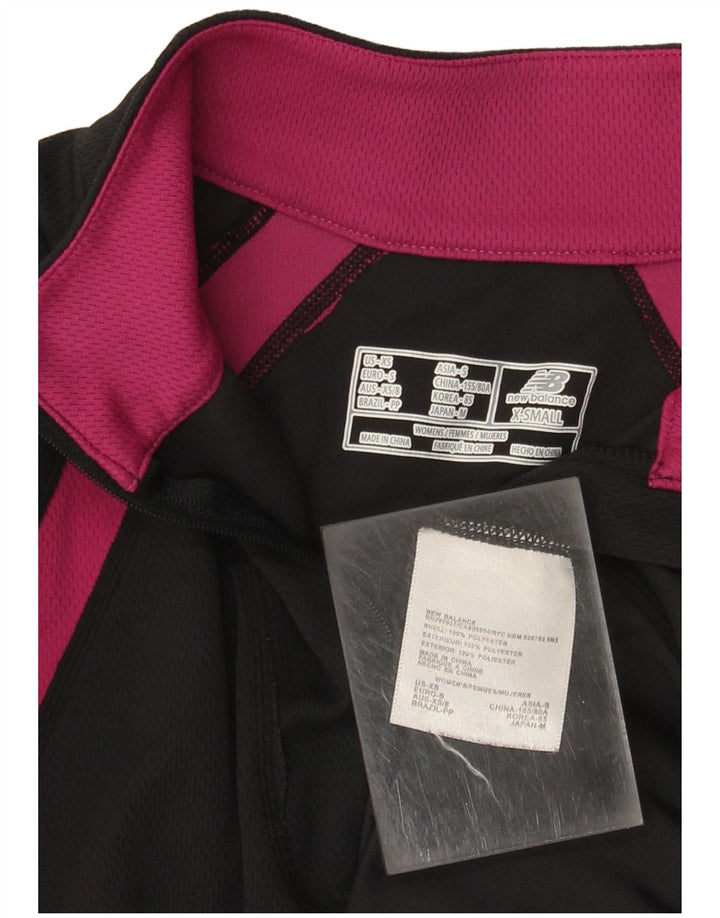NEW BALANCE Haut de survêtement pull pour femme UK 6 XS Noir Colourblock