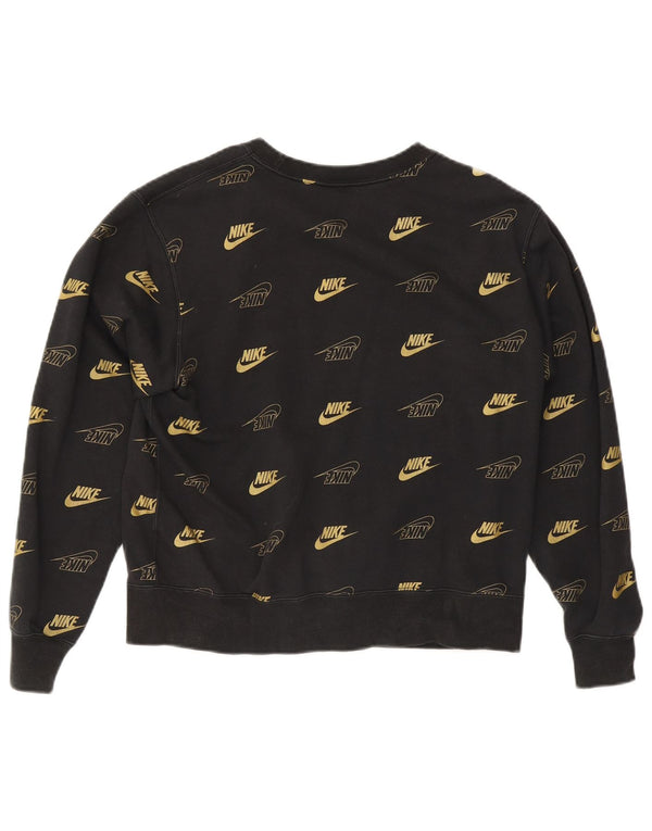 Nike Sweat-shirt surdimensionné graphique pour femme UK 10 Petit coton noir