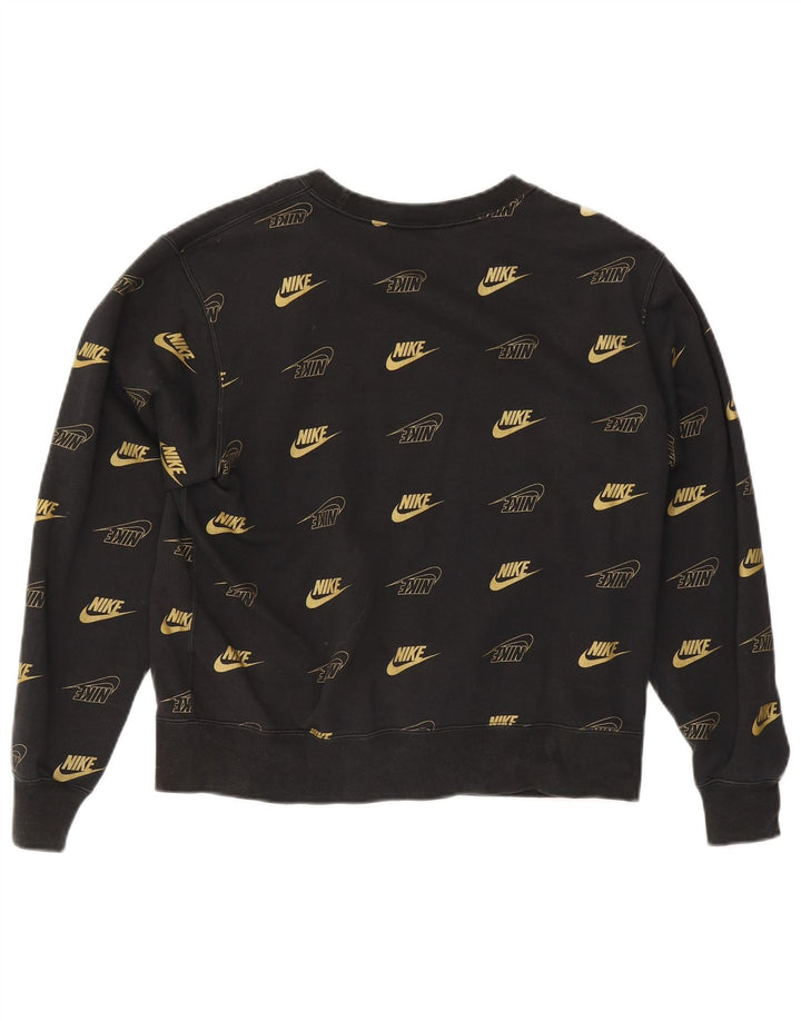 Nike Sweat-shirt surdimensionné graphique pour femme UK 10 Petit coton noir
