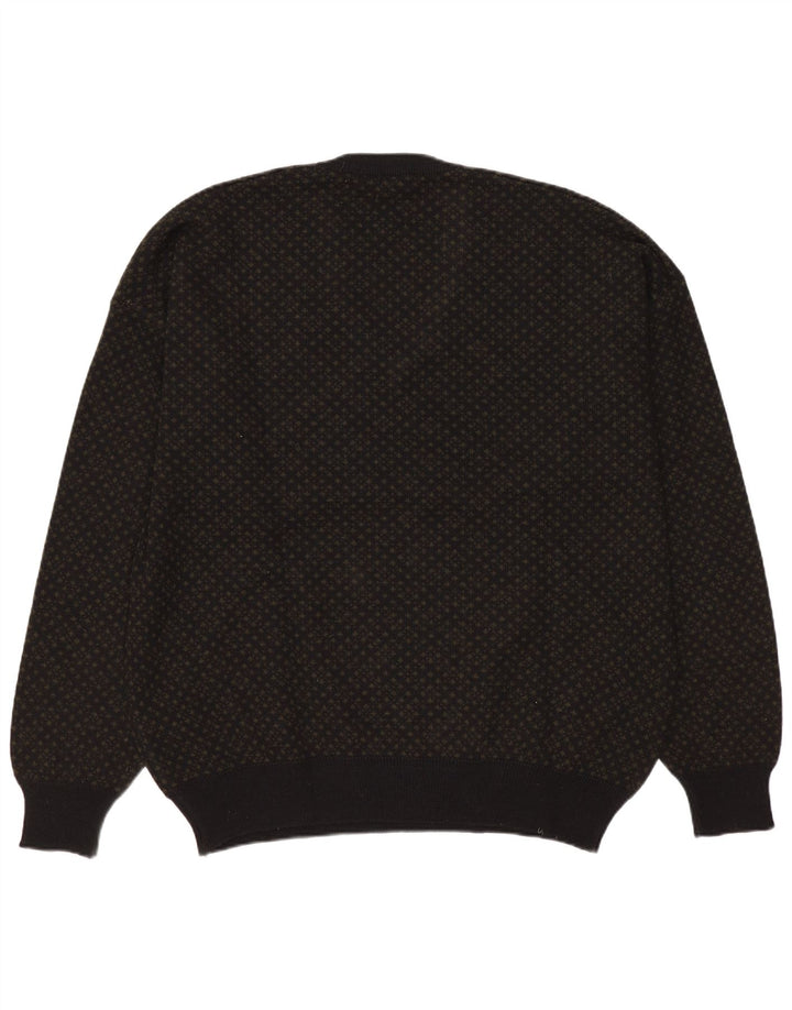 Bramante Pull col V pour homme en laine géométrique grise