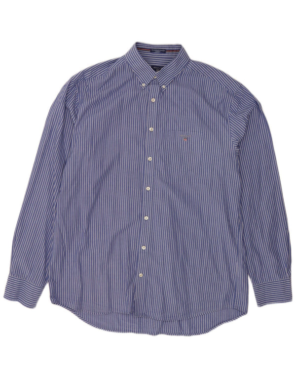 Gant Chemise coupe régulière pour homme Taille 43/44 17 1/2 XL Coton à fines rayures bleues