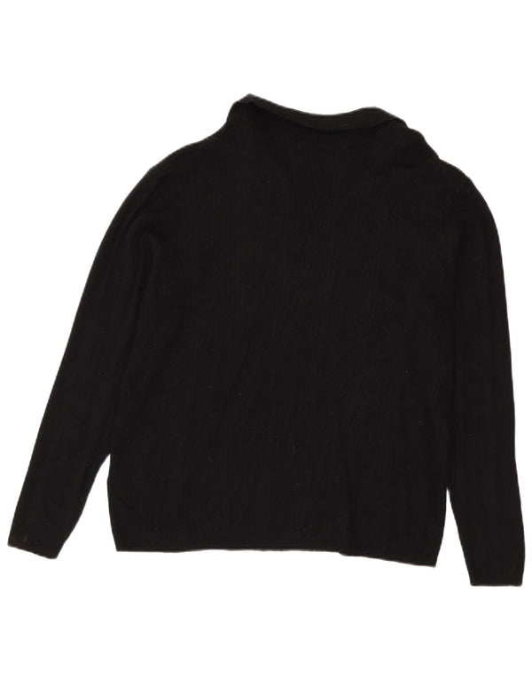 Marks & Spencer Pull col polo pour femme UK 18 XL Noir Viscose