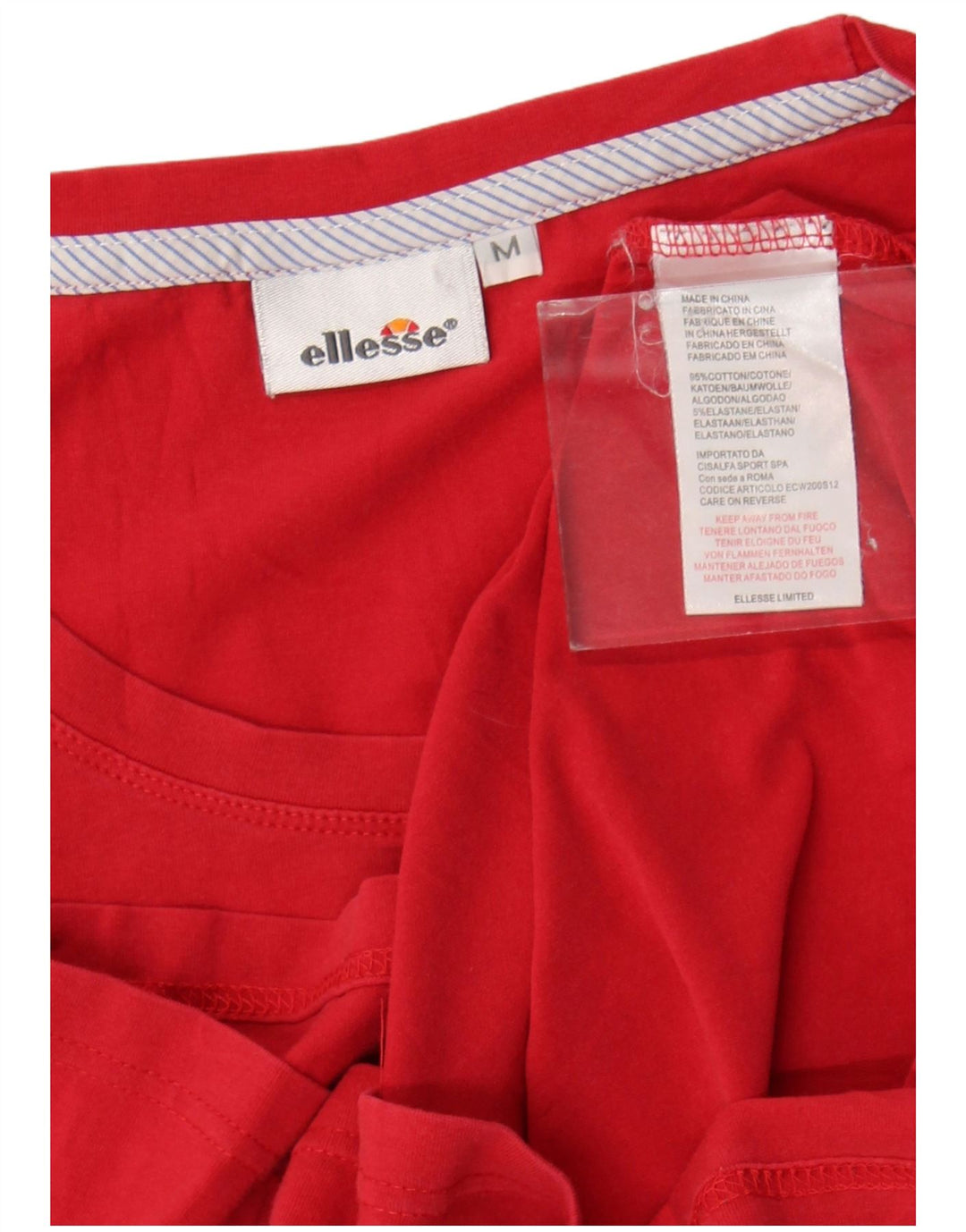 Ellesse T-shirt graphique pour femme UK 12 Rouge moyen Coton