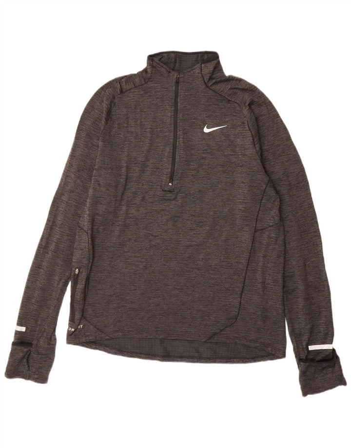 NIKE Haut de survêtement Dri Fit à col zippé pour homme Gris moyen moucheté