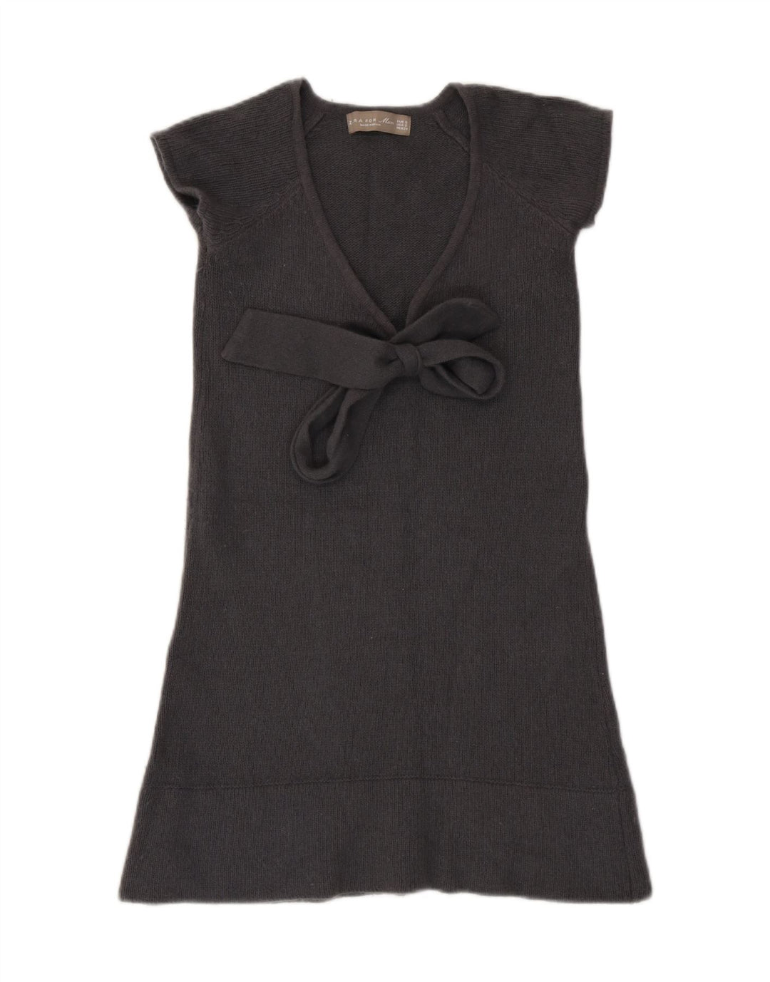 Zara Robe pull à nouer sur le devant pour femme UK 8 Petite laine grise