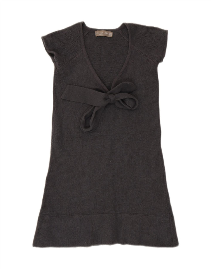 Zara Robe pull à nouer sur le devant pour femme UK 8 Petite laine grise