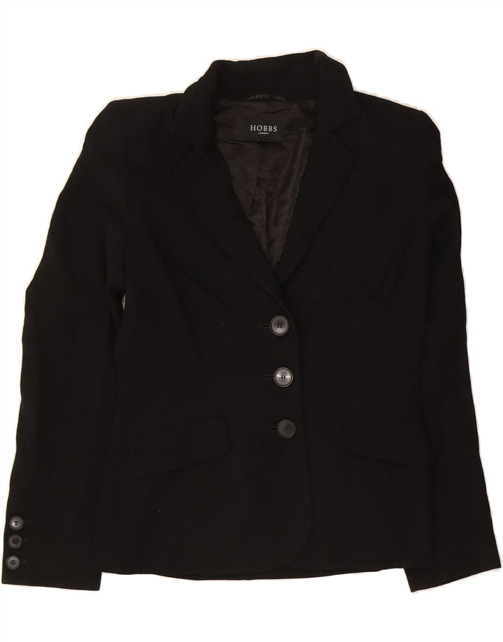 HOBBS Womens 3 Button Blazer Jacket UK 10 Small Black Polyester Vintage Hobbs and Second-Hand Hobbs from Messina Hembry 